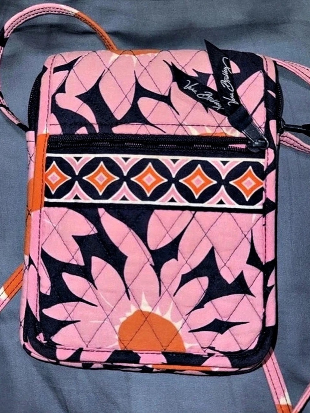 Vera Bradley Pink & Black Crossbody Bag Like New